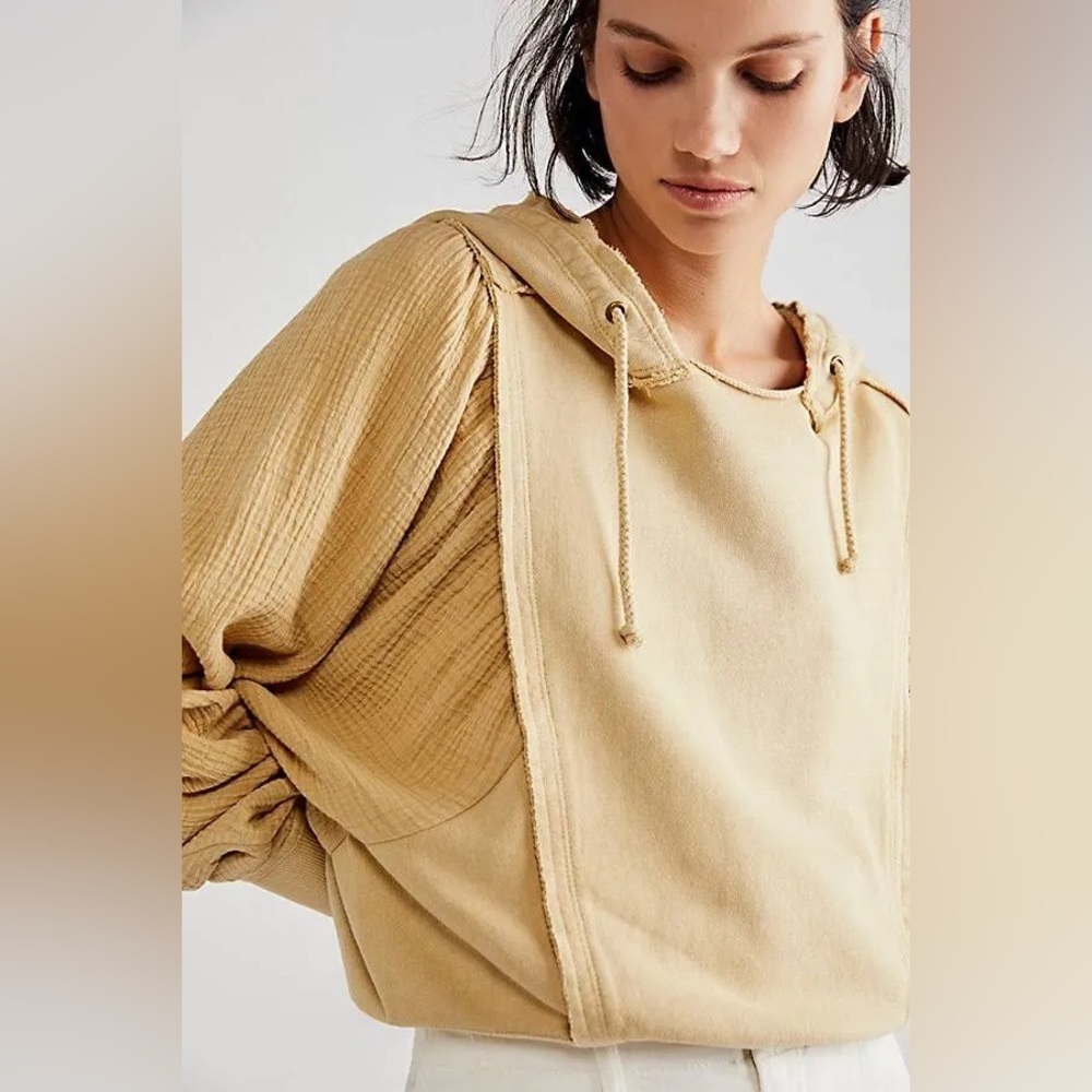 Free People Love Letter Cropped Lace Hoodie‎ Sweatshirt Pullover Medium - Picture 3 of 14